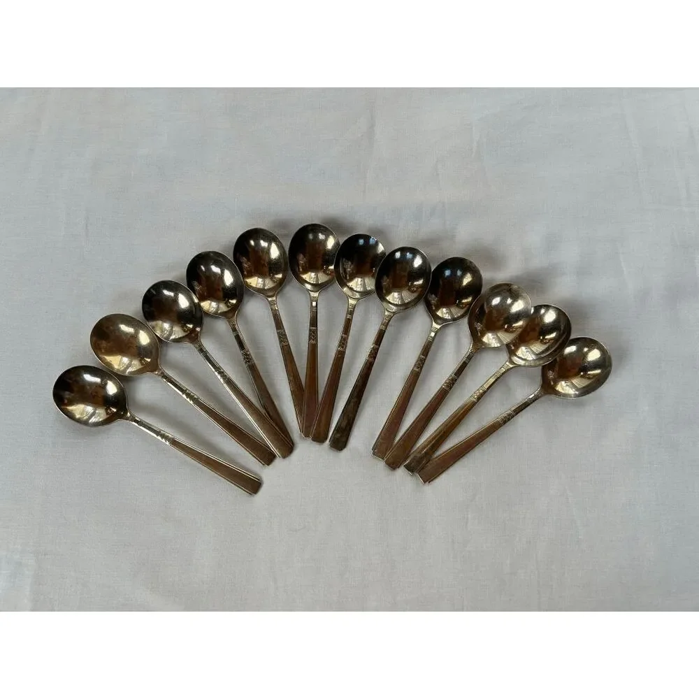 Vintage WM A. Rogers Oneida Silver Soup/Dessert Spoon Lot of 12